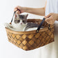 Bamboo Rattan Basket Cat Bed with Handles