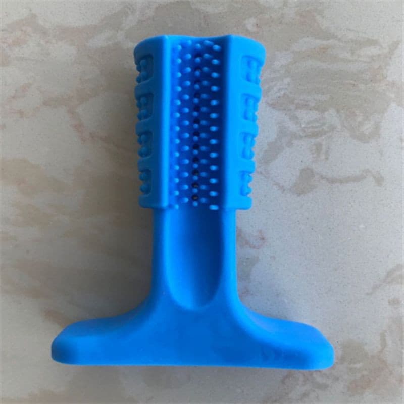 Rubber Dog Stick Toothbrush Blue