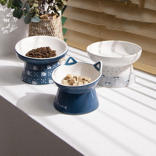 Tall Ceramic Cat Food Bowl