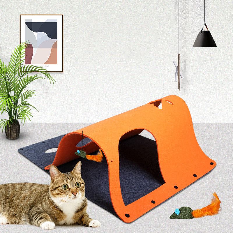 DIY Felt Cat Play Tunnel Orange