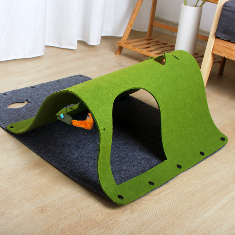 DIY Felt Cat Play Tunnel Green
