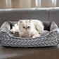 Cute Bolster Cat Bed Gray
