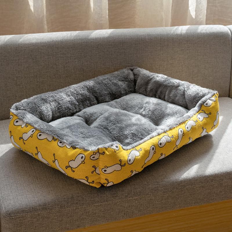 Cute Bolster Cat Bed Yellow