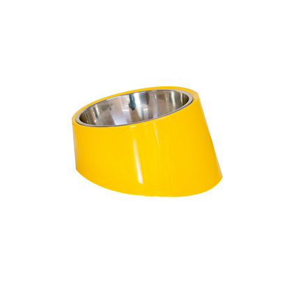 Oblique Dog Food Bowl Yellow