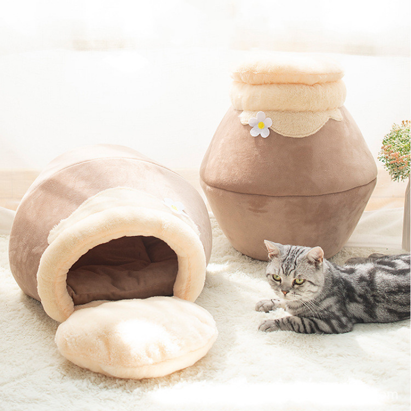 Honeypot Cat House Bed Brown