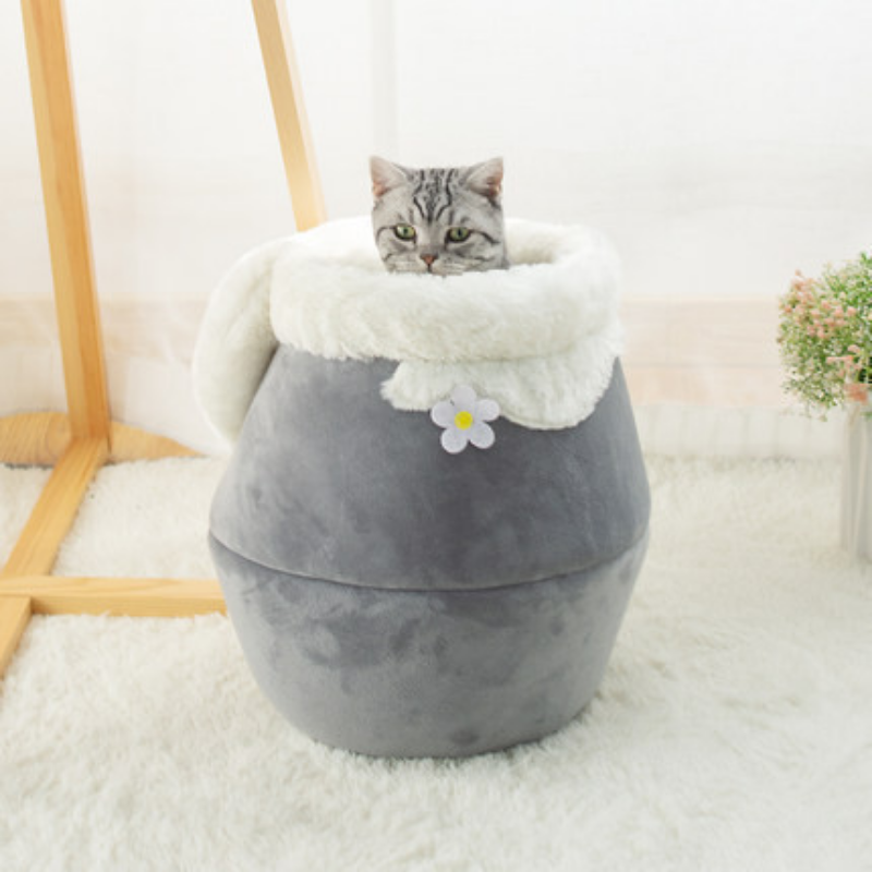 Honeypot Cat House Bed Gray