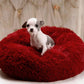 Round Plush Bed Cat or Dog Red
