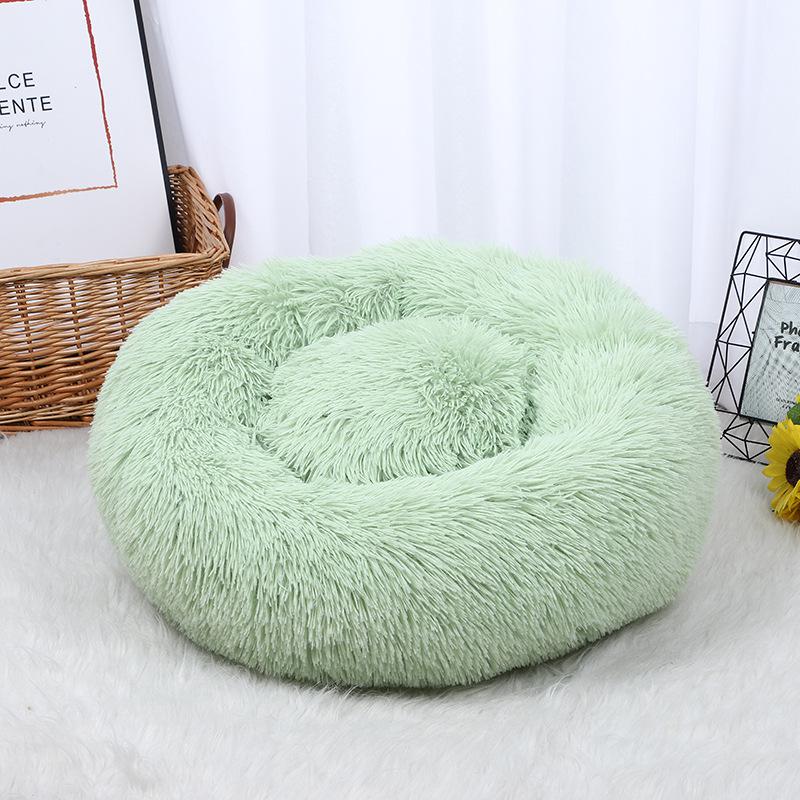 Round Plush Bed Cat or Dog Green