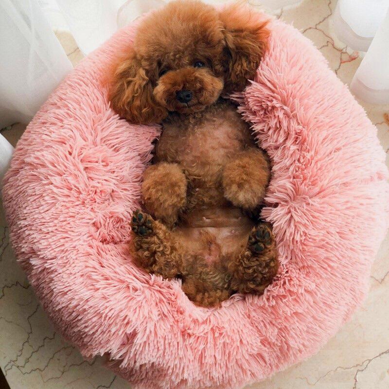 Round Plush Bed Cat or Dog Pink